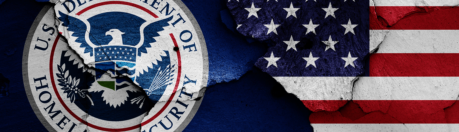 U.S. Department of Home Security Emblem on an American Flag