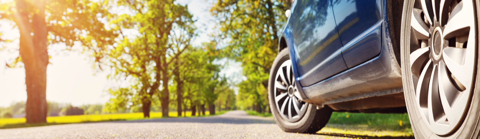 car parked on an open road